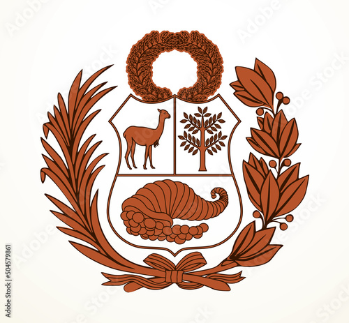Coat of arms from the flag of Peru. Vector drawing icon
