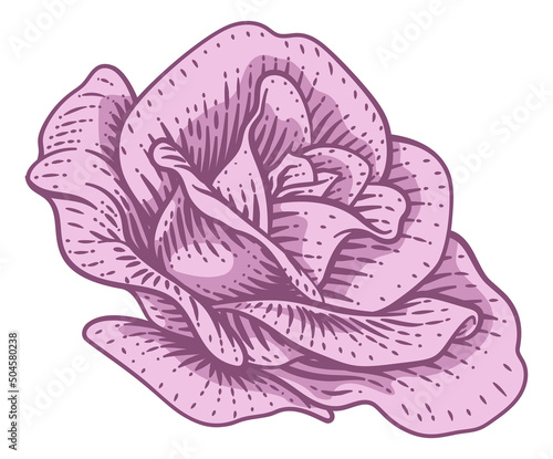Rose Flower Design Woodcut ...