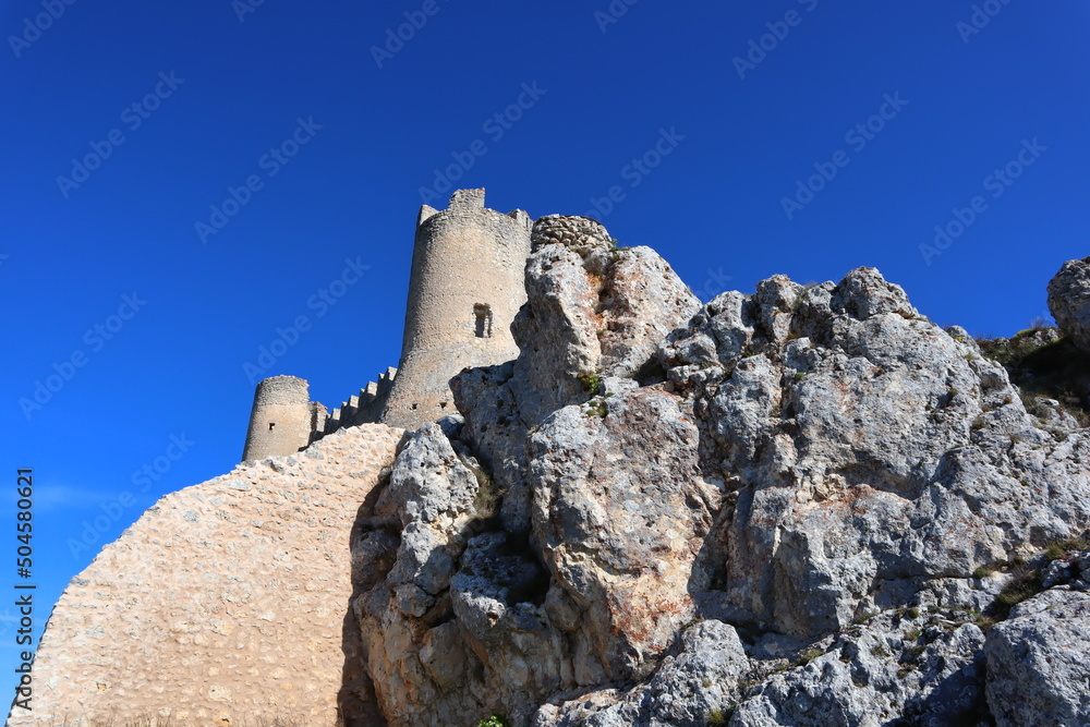 Rocca Calascio, mountaintop medieval fortress at 1512 meters above sea level. The Castle of Rocca Calascio is located within the Gran Sasso National Park, Abruzzo – Italy