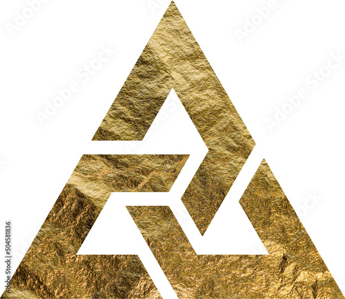 gold foil triangular geometric element with a transparent background photo