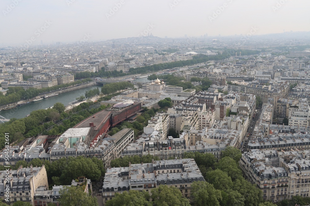 aerial view on Paris from the Eiffel Tower 