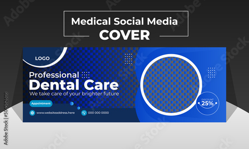 Modern social media cover design template for facebook profile banner dental care medical clinic doctor

