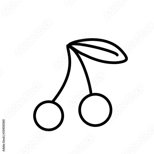 wiśnie , dwie czereśnie z listkiem - ikona wekorowa