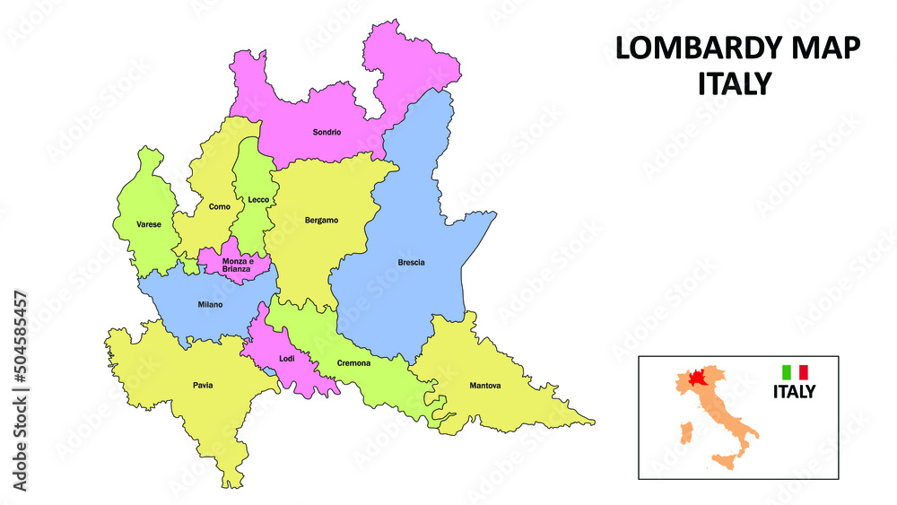 Lombardy Map. District map of Lombardy in District map of Lombardy in