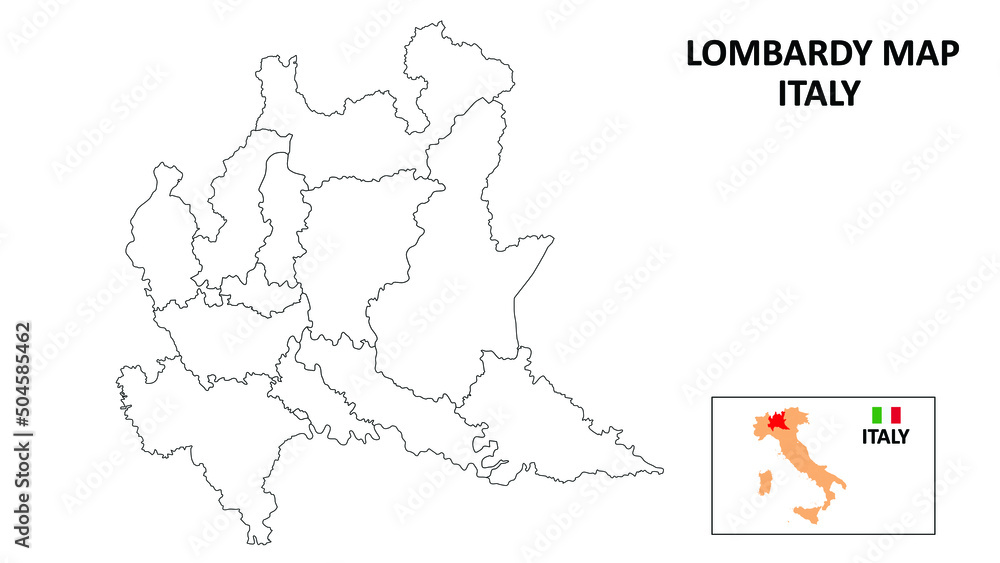 Lombardy Map. State and district map of Lombardy. Political map of