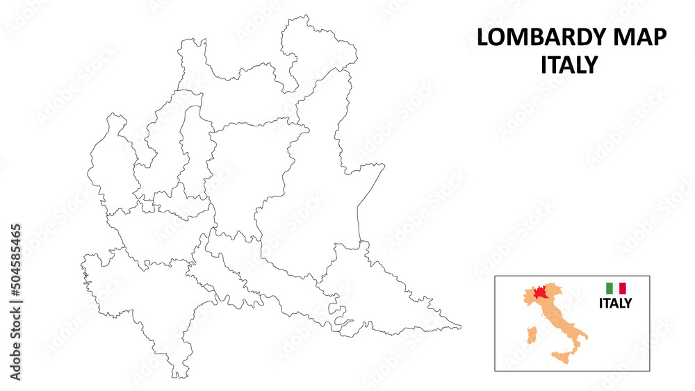 Lombardy Map. State and district map of Lombardy. Political map of