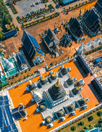 Aerial view of Wat Ban Den or Wat Banden complex temple in Mae Taeng District, Chiang Mai, Thailand photo