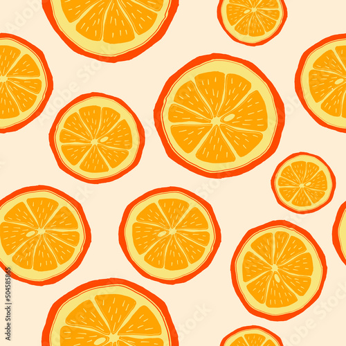 Slices of oranges in small to big sizes. Vector illustration.