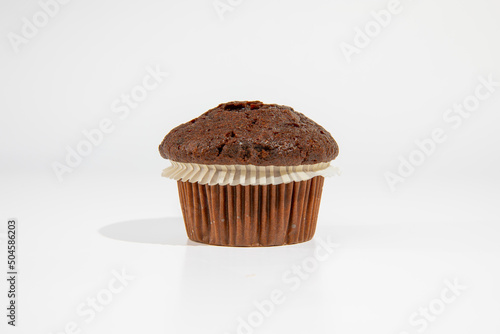Fresh Homemade Chocolate Muffin on a White Background