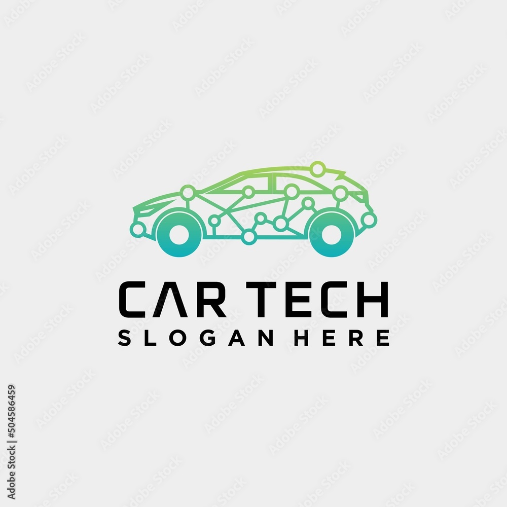 High-tech modern car logo design, car technology logo, tech car performance tuning 