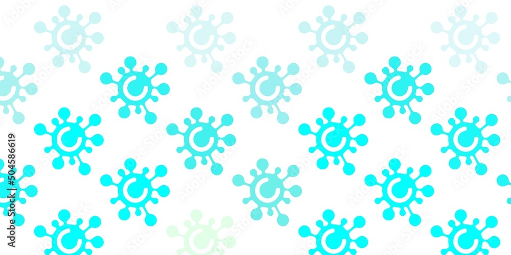 Light Blue, Green vector background with covid-19 symbols.
