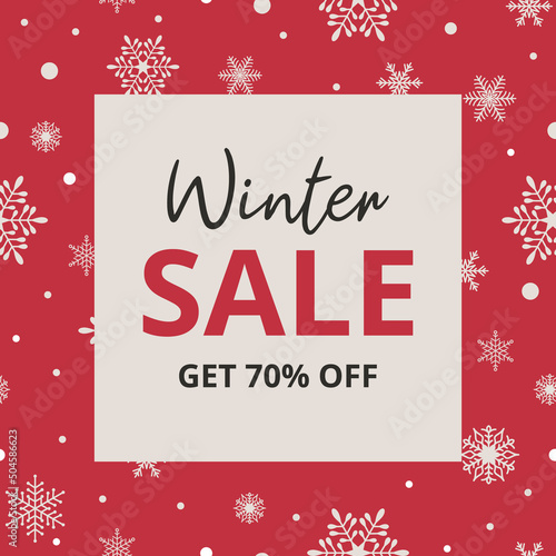 Christmas sale. Festive square template. Merry Christmas and Happy New Year frame, background, greeting card, poster, cove.Vector illustration for mobile apps,banner design and web ads