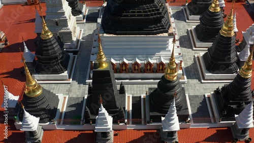 Aerial view of Wat Ban Den or Wat Banden complex temple in Mae Taeng District, Chiang Mai, Thailand photo