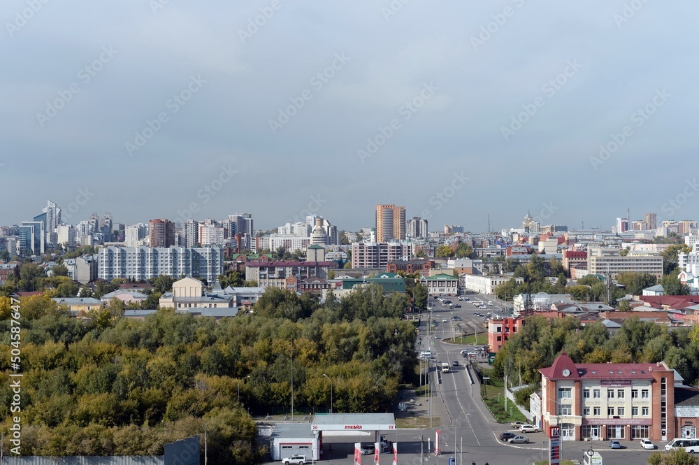Obraz premium View of the city of Barnaul from the Nagorny Park