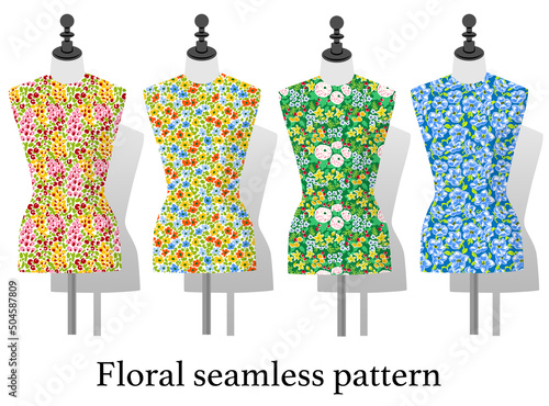 Seamless flower pattern set
