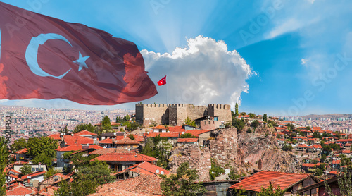 Billede på lærred Ankara Castle with bright blue sky - Ankara, Turkey