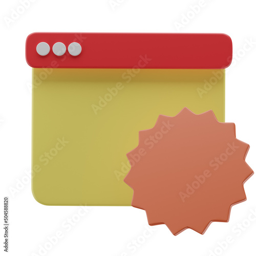 3D Illustration Yellow window with red blurb