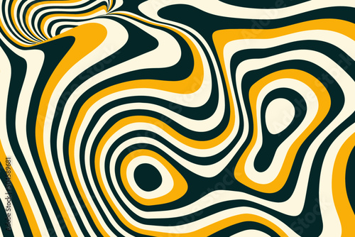 Brown and yellow liquid stripes background illustration. Abstract fluid spots pattern design