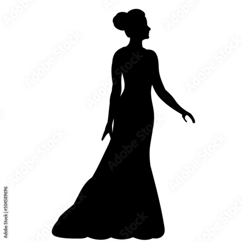 princess, bride silhouette, on white background, isolated, vector