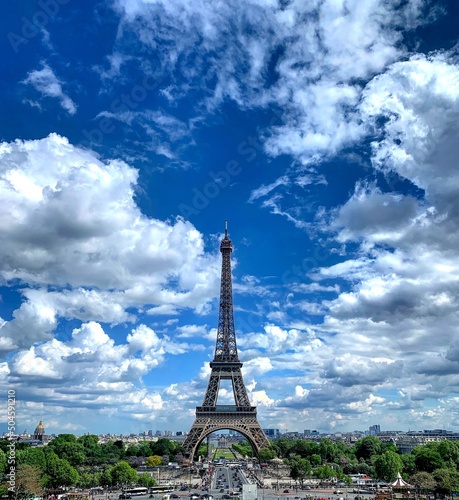 Eiffel in Blue sky with white cloud