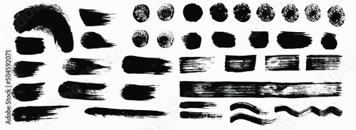 Free hand wide brushes strokes, vector, isolated on white background