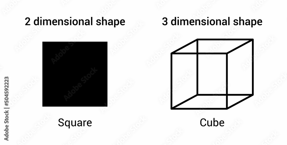 2d square and cube shapes in mathematics Stock Vector Adobe Stock