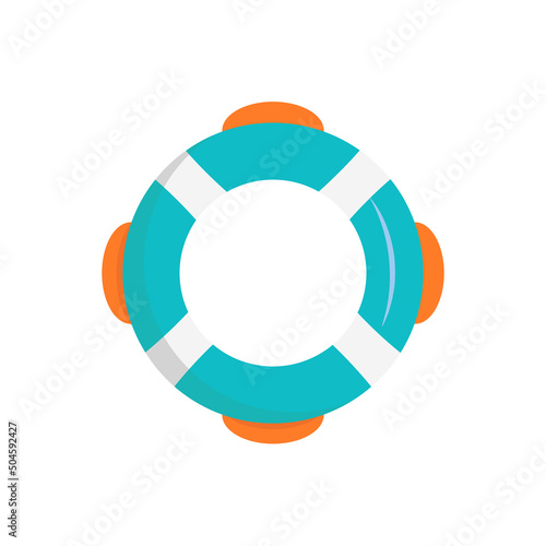 Vector flat style colored icon or illustration of lifebuoy. Summer season pool and sea aquapark and beach. Save and safe or protect. Holiday and vacation