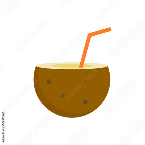 Coconut cocktail, coconut drink,coconut cocktail isolated, exotic. Summer season pool and sea aquapark or beach. Holiday and vacation