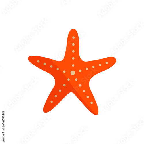 Starfish in flat style. Marine vector icon and illustration. Summer season pool and sea aquapark or beach. Seaside. Holiday and vacation