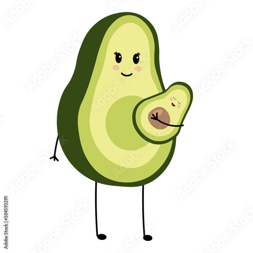 Cute avocado character mom