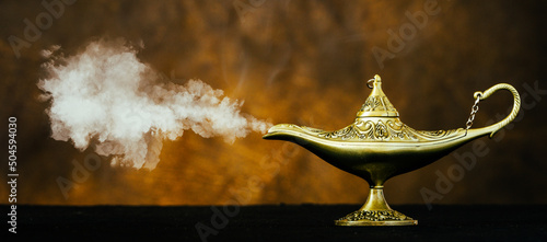 Wish lamp, the lamp from which the genie emerges photo
