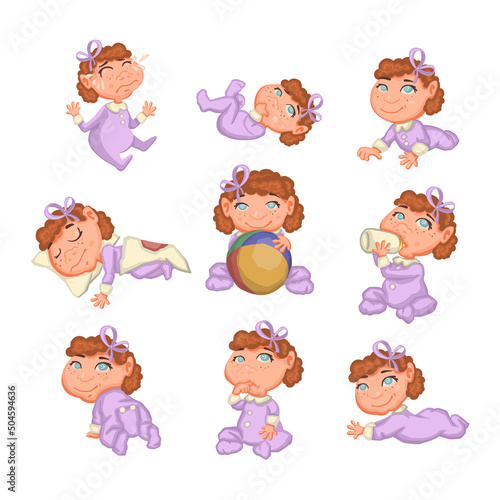 Set of baby emotions and movements vector