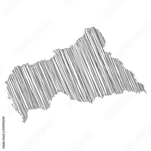 vector illustration of scribble drawing map of Central African Republic