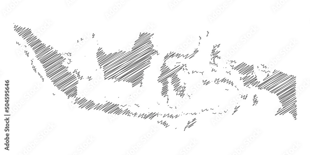 vector illustration of scribble drawing map of Indonesia