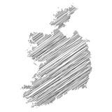 vector illustration of scribble drawing map of Ireland