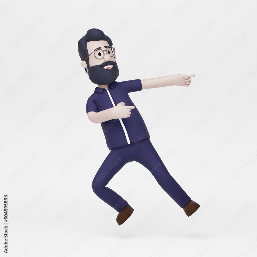 3D Man Jump Pointing Right 3D Man Jump Pointing Right