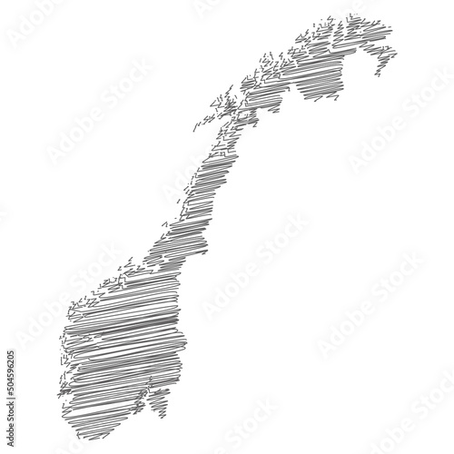 vector illustration of scribble drawing map of Norway