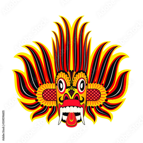 Sri Lankan traditional Fire Dancer devil Mask vector illustration