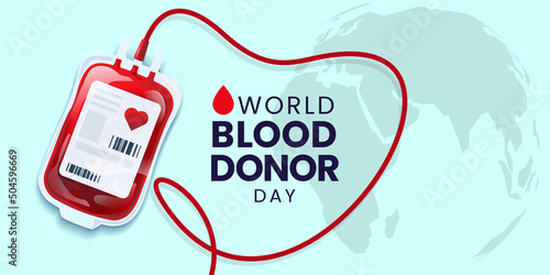 Blood donation illustration concept with blood bag. World blood donor day.