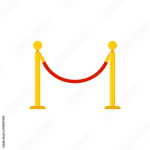 Golden barricade with red rope. Vector illustration.