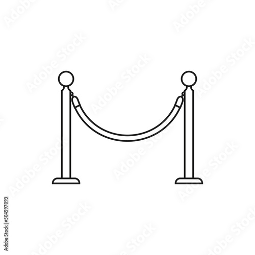 Barricade with rope icon. Vector. Line style.