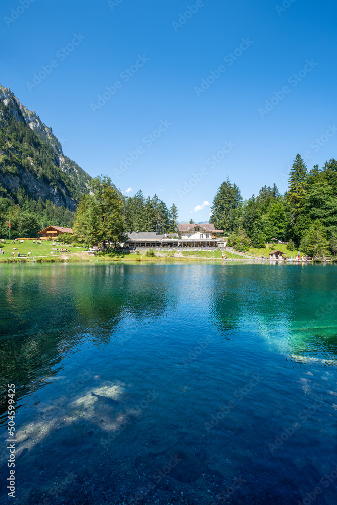 Blausee lake in the Kander valley near Kandergrund, Bernese Oberland, Switzerland
Blausee lake in the Kander valley near Kandergrund, Bernese Oberland, Switzerland