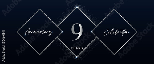 9 years anniversary celebration logotype. Vector design for anniversary celebration events, birthday party, greeting card, wedding, invitation card. 9 Year Anniversary Template Design Vector