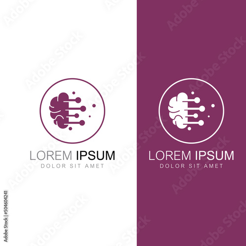 Brain logo. Brain logo with combination of technology and brain part nerve cells, with design concept vector illustration template.