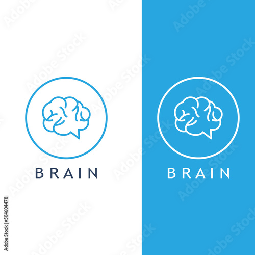 Brain logo. Brain logo with combination of technology and brain part nerve cells, with design concept vector illustration template.