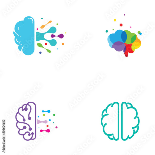 Brain logo. Brain logo with combination of technology and brain part nerve cells, with design concept vector illustration template.