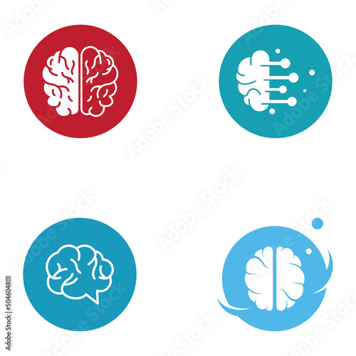 Brain logo. Brain logo with combination of technology and brain part nerve cells, with design concept vector illustration template.