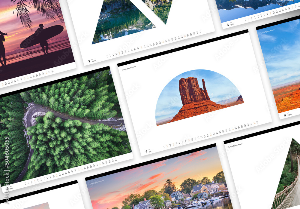 2023 Calendar with Shaped Photographs Stock Template | Adobe Stock