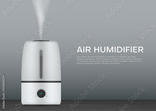 Air purifier creating humidity at home realistic banner template with place for text vector