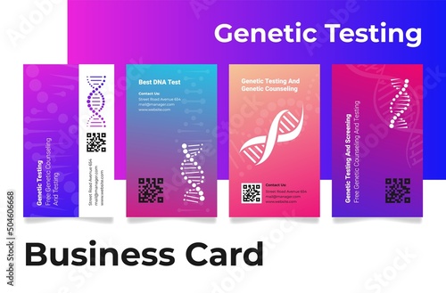 Collection genetic testing and screening vertical business card template vector illustration